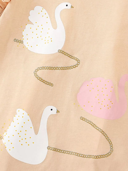 Children's Swan Ruffle Sleeve Top and Shorts Set