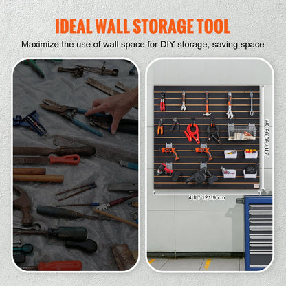 VEVOR Slatwall Panels, 4 Ft X 2 Ft Black Garage Wall Panels , Heavy Duty Garage Wall Organizer Panels Display For Retail Store, Garage Wall, And Craft Storage Organization