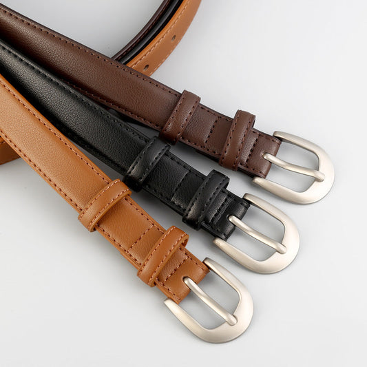 Classic Leather Skinny Belt
