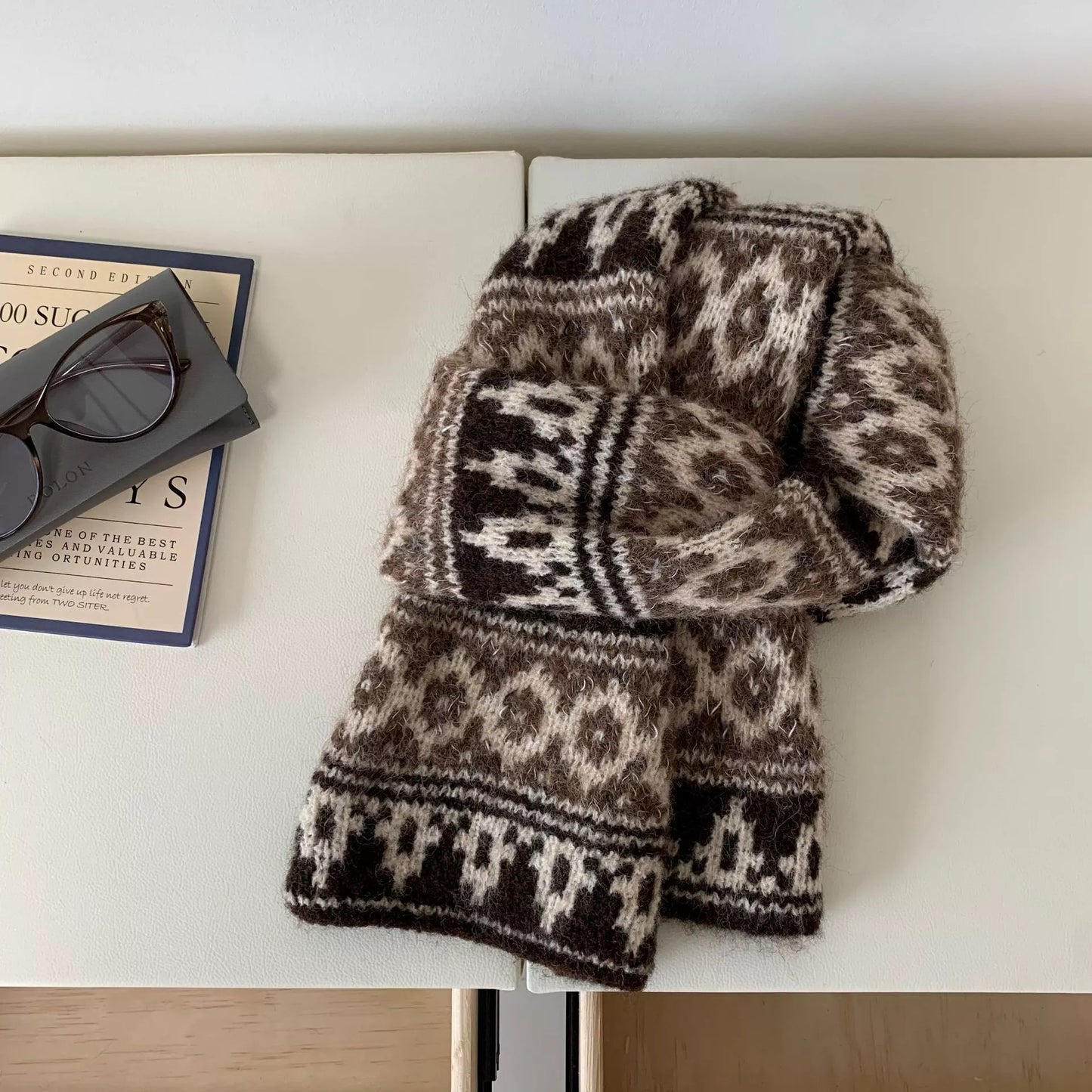 Vintage Knitted Pattern Warm Scarf