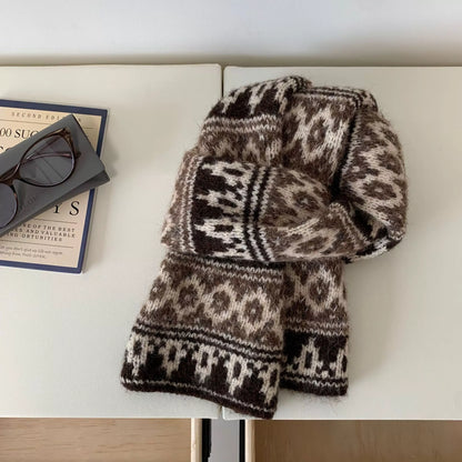 Vintage Knitted Pattern Warm Scarf