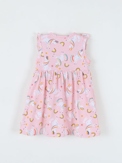 Children's Unicorn Print Ruffle Sleeve Casual Dress