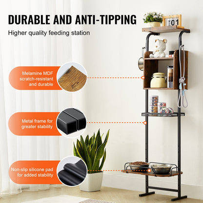 Pet Feeding Station With Storage Dog Food Toy Organizer Raised Dog Bowls