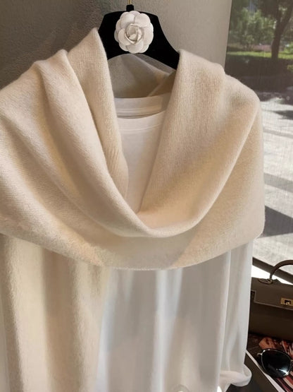 Wool Knitted Asymmetrical Shawl
