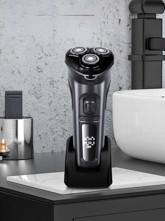 Rechargeable Rotary Electric Shaver with LED Display