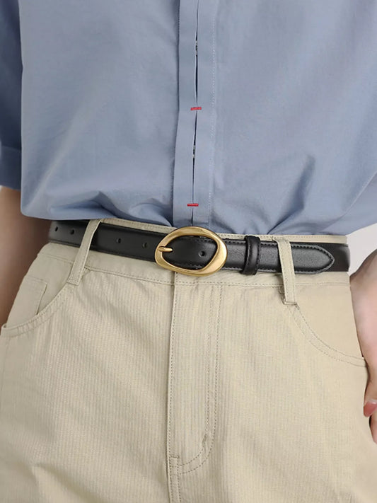 Golden Buckle Leather Belt