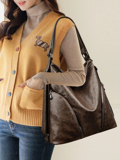 Large PU Leather Hobo Tote Bag