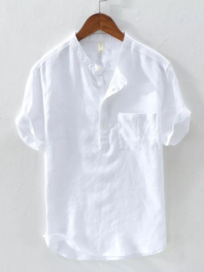 Men's Plus Size Button Detail Short Sleeve Shirt