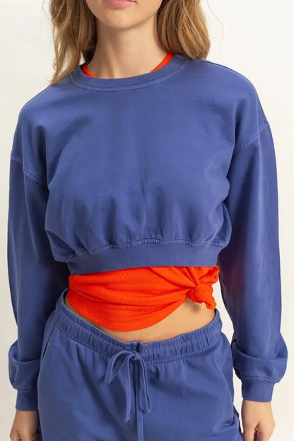 HYFVE Crew Neck Long Sleeve Crop Sweatshirt