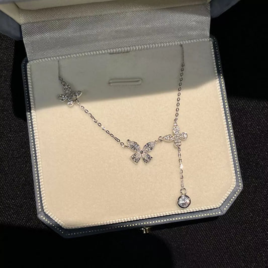 925 Sterling Silver Zircon Butterfly Necklace