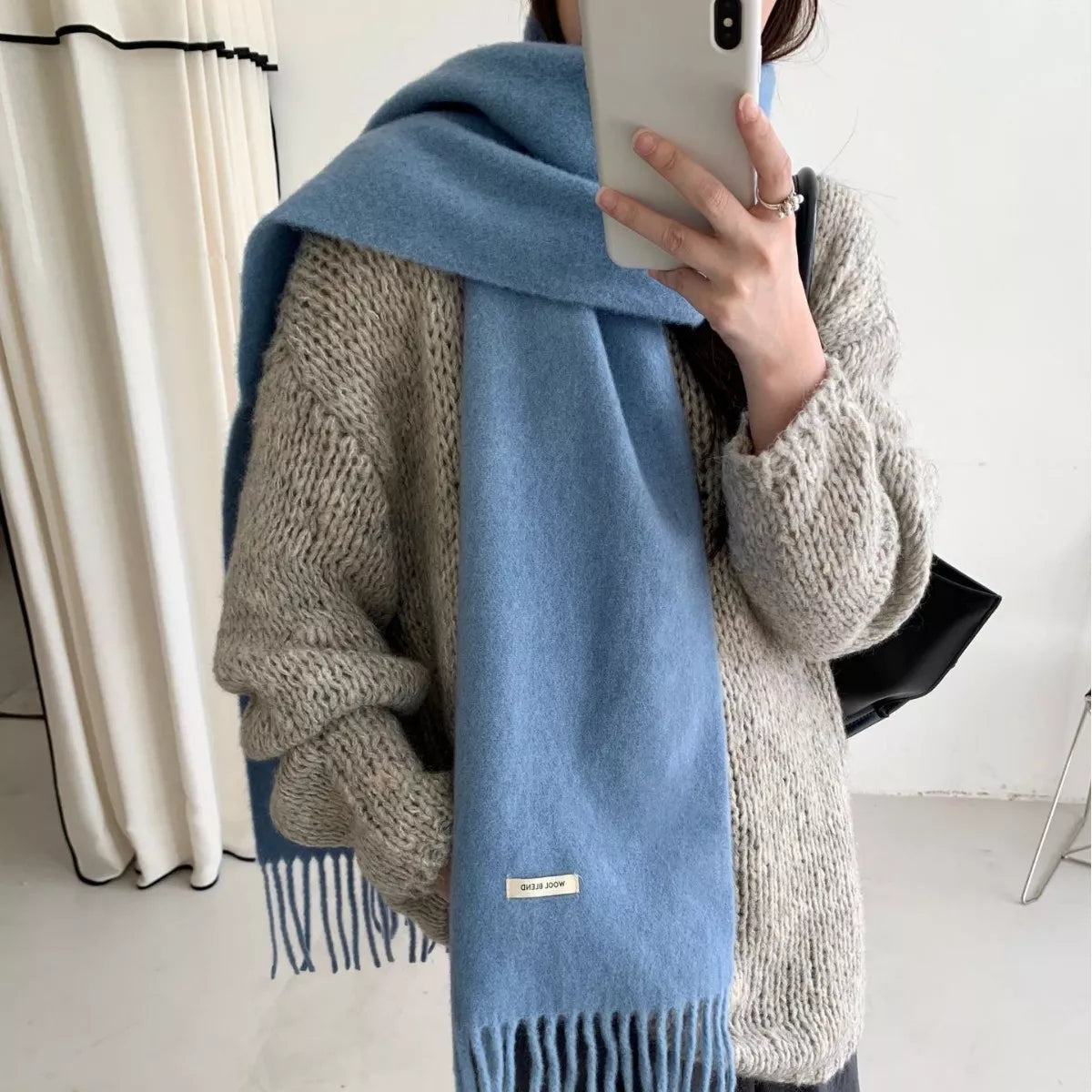 Fringe Winter Wool Blend Scarf