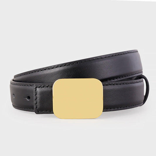 Leather Belt with Gold Buckle