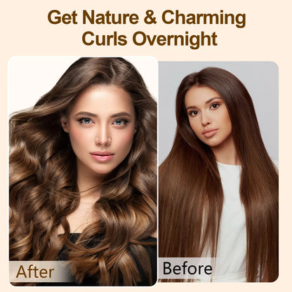 Satin Heatless Hair Curler, Lazy Natural Soft Wave DIY Heatless Curls For Sleep In Overnight, For All Hair Types - Black