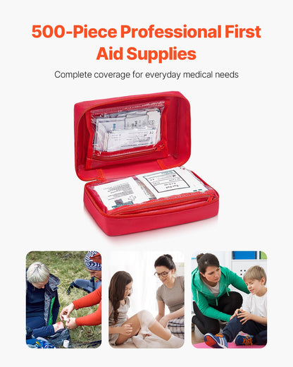First Aid Kit, 500 Pieces, 600D Nylon Large Survival First Aid Bag, Emergency Medical Supplies, For Home, Car, Office, Travel, Camping, Truck, Hiking, Sports, Vehicle And Outdoor Emergencies