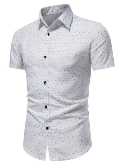 Men's Slim Fit Short Sleeve Dotted Shirt