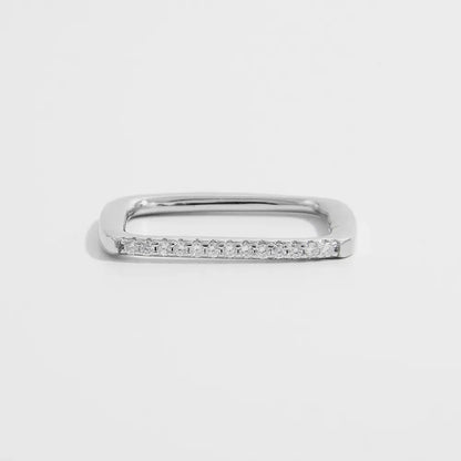 925 Sterling Silver Zircon Square Ring