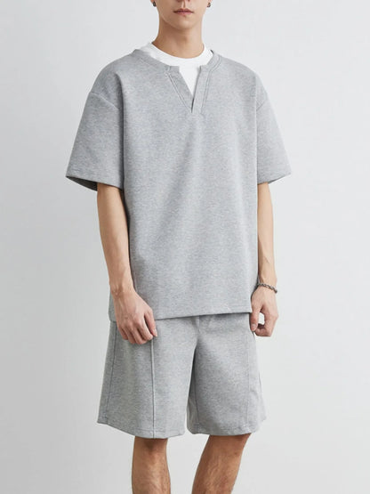 Men's Plus Size Half Sleeve Top and Shorts Set