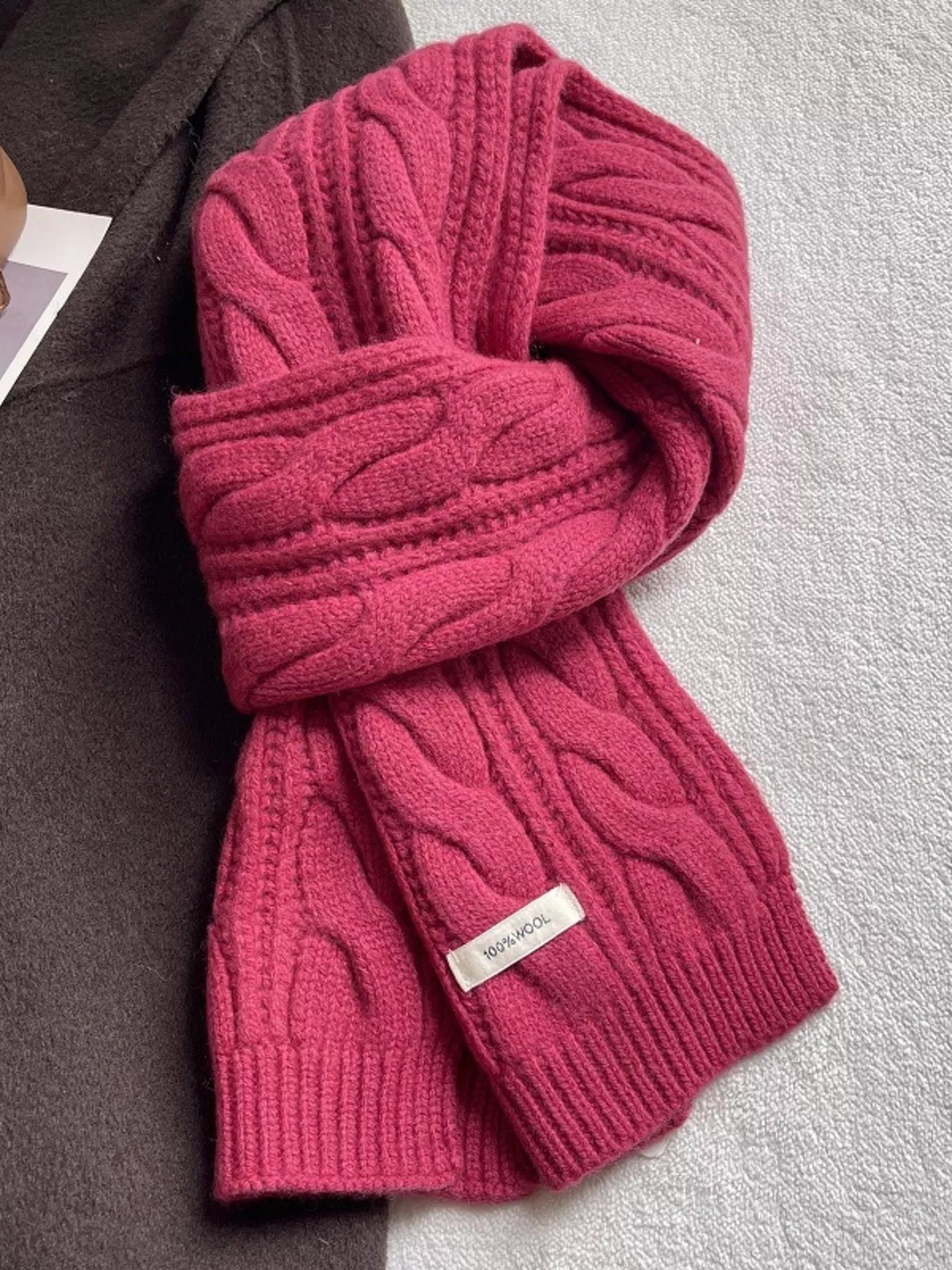 Wool Cable Knit Winter Scarf
