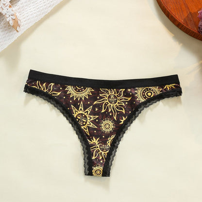 Plus-size Lace-trimmed Low-rise Seamless Floral-print Womens Panties