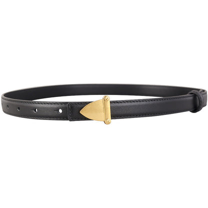 Leather Belt with Golden Buckle