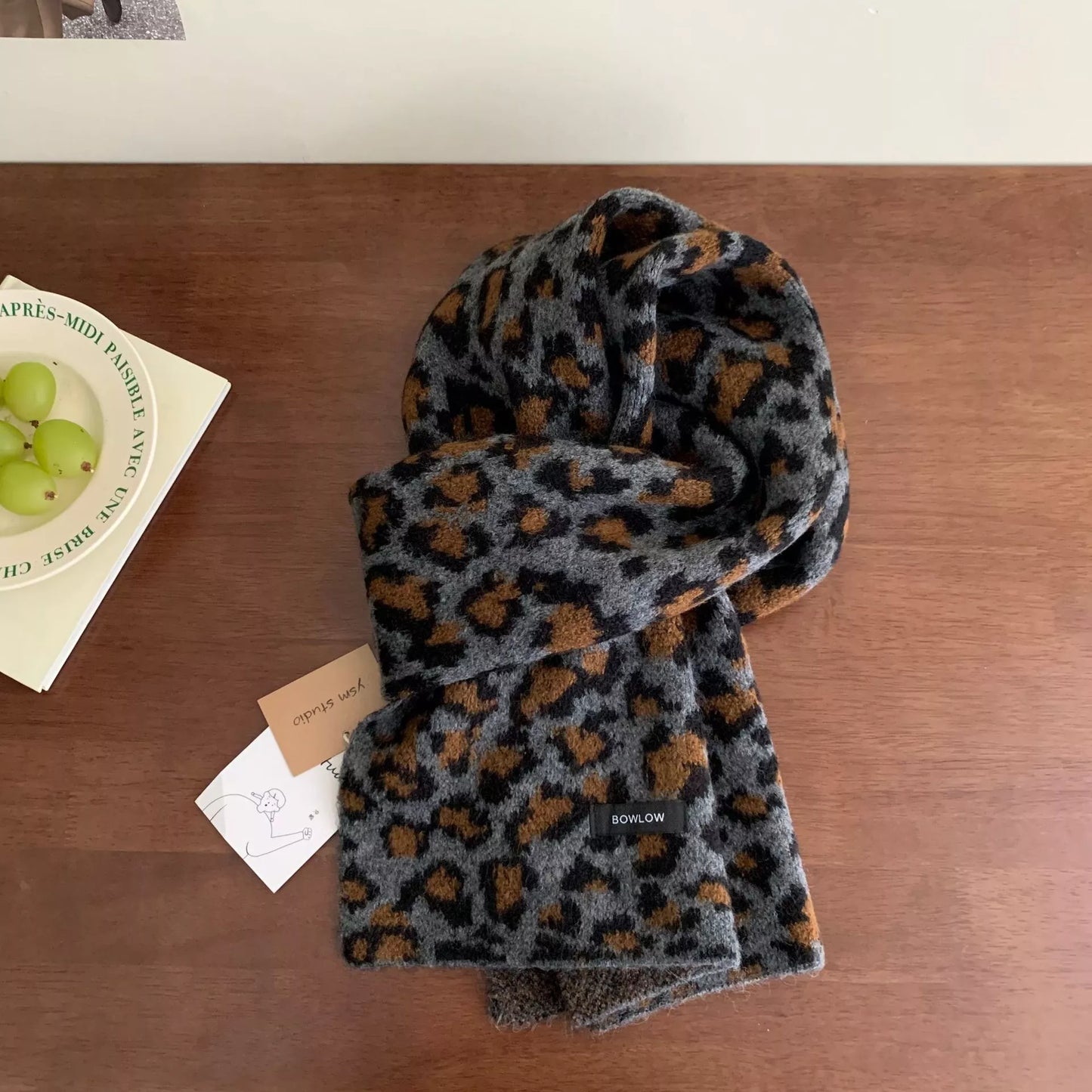 Animal Print Plush Winter Scarf