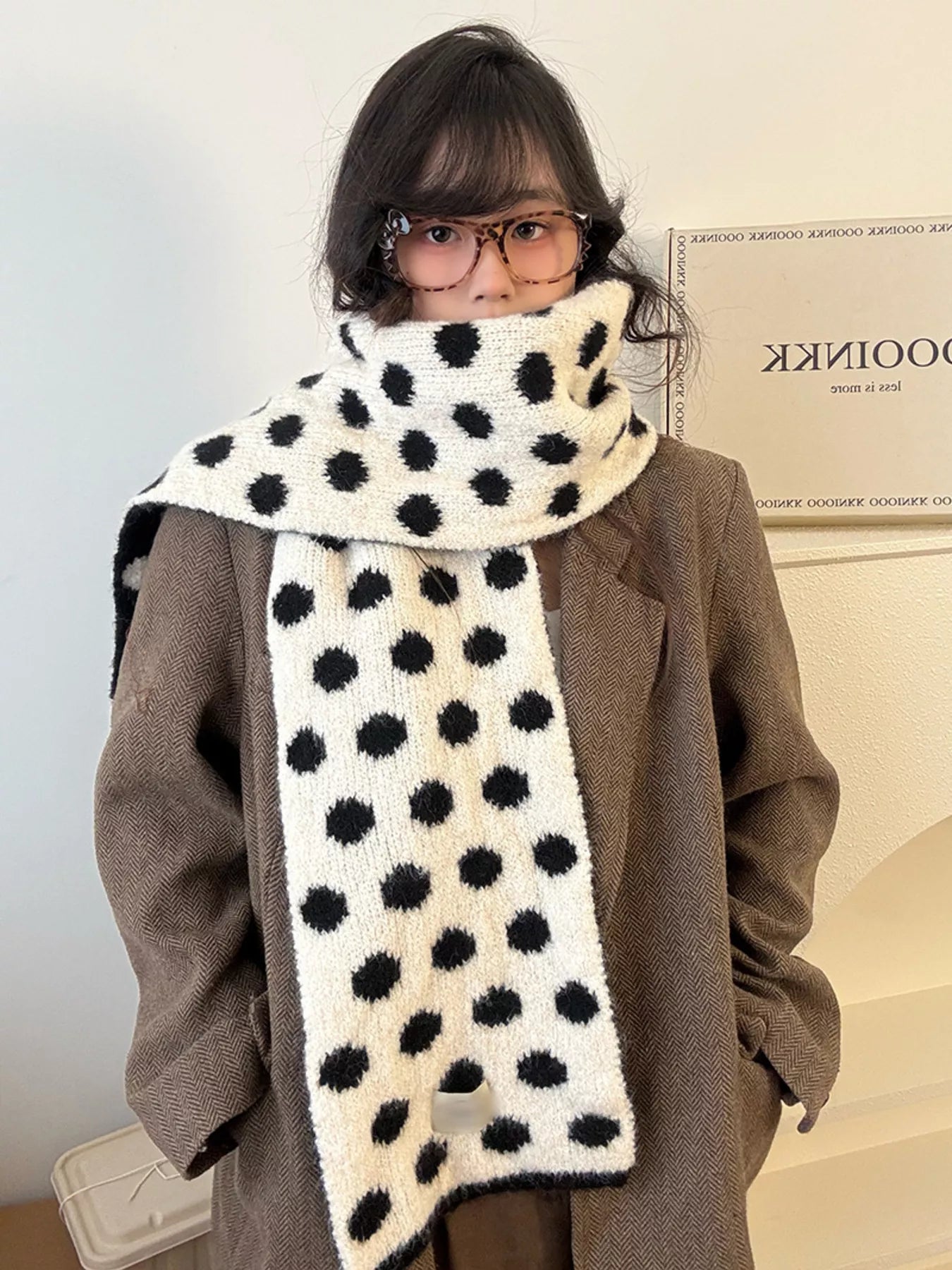 Polka Dot Knitted Scarf
