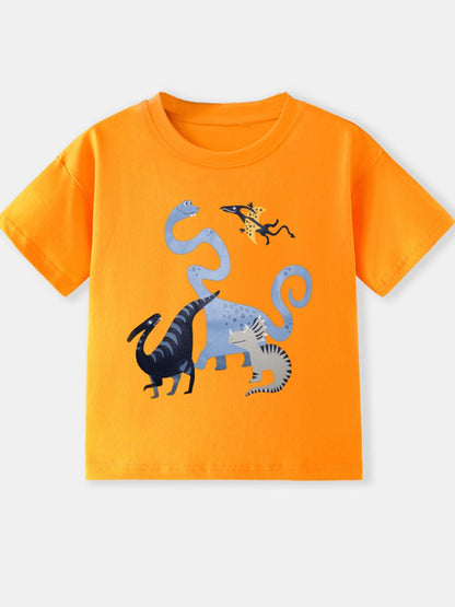 Children's Dinosaur Round Neck Short Sleeve T-Shirt