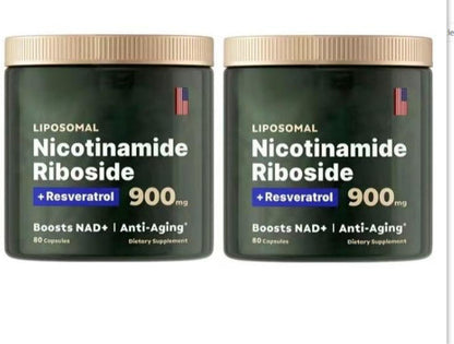 Liposomal Nicotinamide Riboside 900mg Resveratrol & Quercetin – NAD Supplement Plus for Anti Aging, Cellular Energy & Improve Health- 80 Capsules