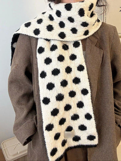 Polka Dot Knitted Scarf