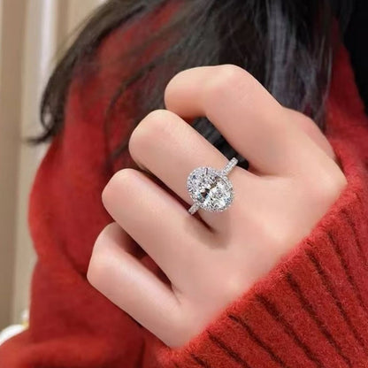 2 Carat Moissanite 925 Sterling Silver Oval Ring