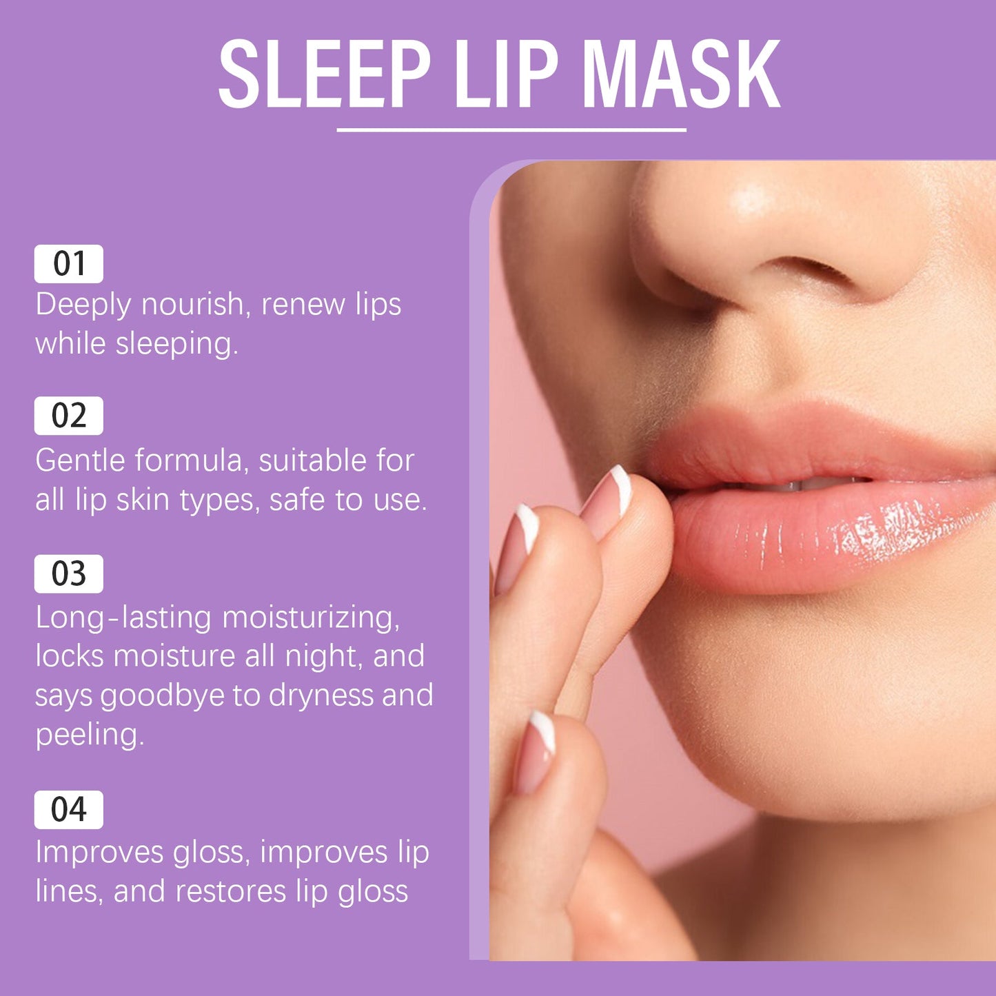 Jaysuing Grape Sleep Lip Mask, Gentle Nourishing Lip Color Bright Moisturizing Lip Skin Moisturizing Lip Mask