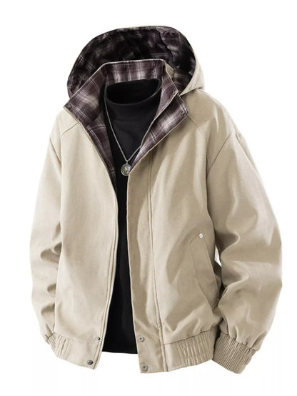 Men's Plus Size Zip Up Hooded Bomber Jacket