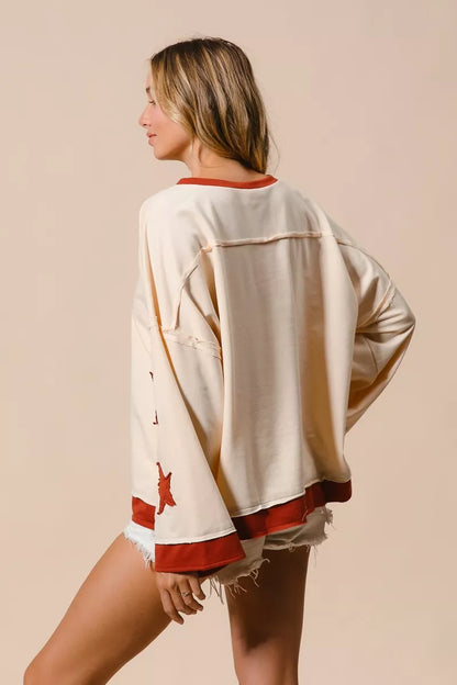 BiBi French Terry Top With Patch Detail Sweatshirt