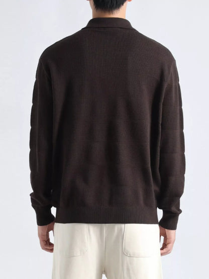 Men's Plus Size Button Detail Long Sleeve Knit Top