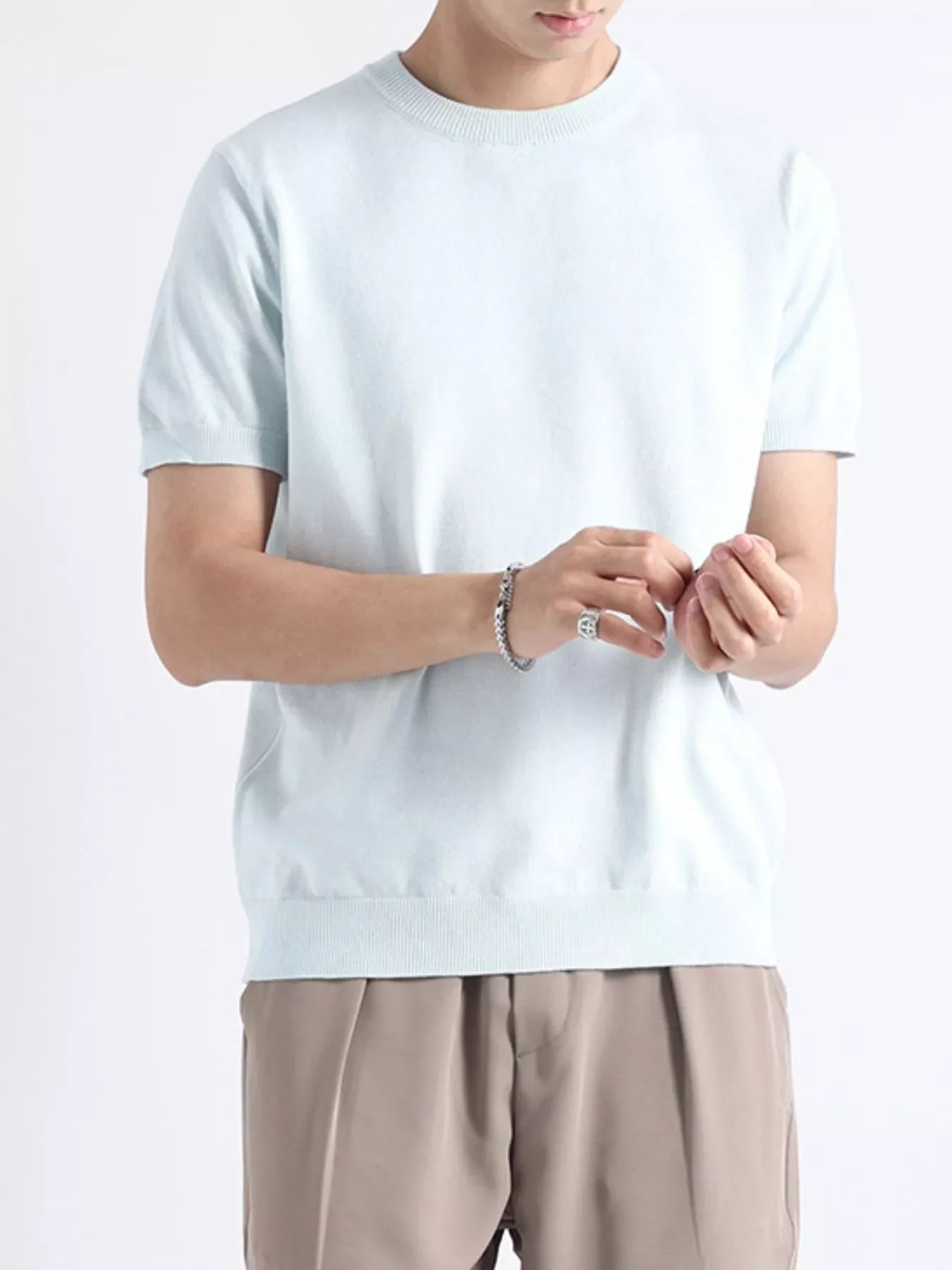 Men's Plus Size Casual Knitted Short Sleeve T-Shirt