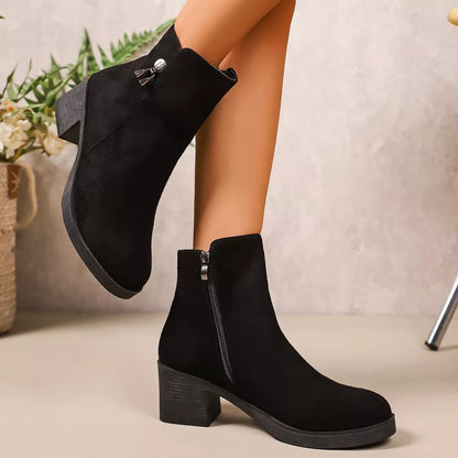 Point Toe Block Heels Boots