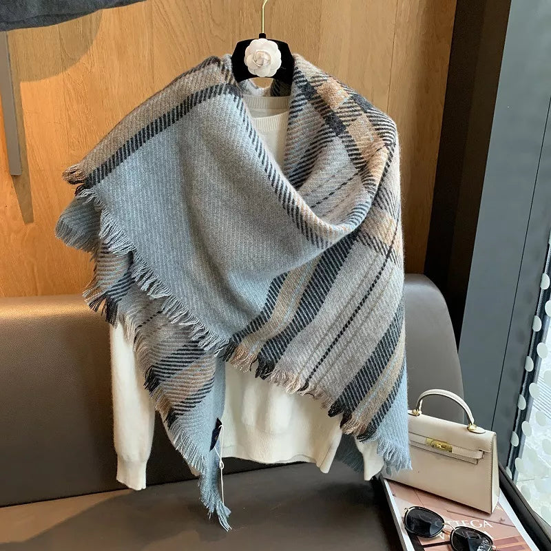 Raw Hem Plaid Scarf