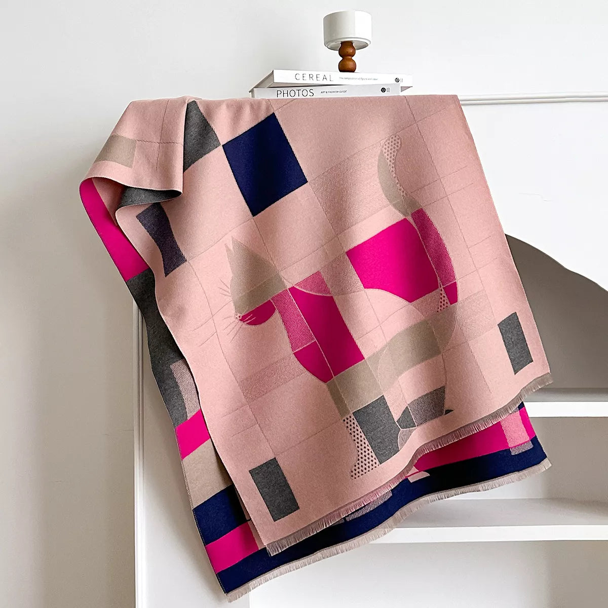 Geometric Cat Print Soft Scarf