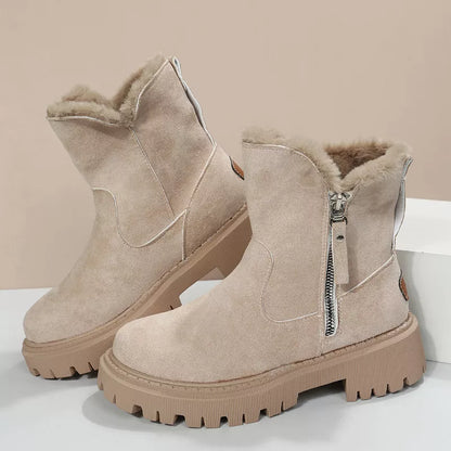 Side Zipper Fuzzy Boots