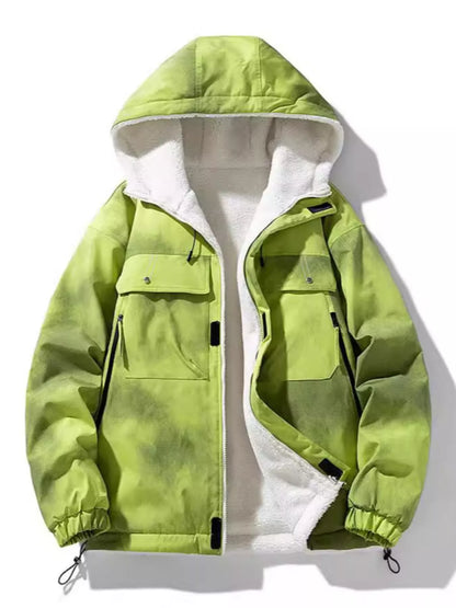 Men's Full Size Hooded Fleece Lined Windproof Jacket Plus Size