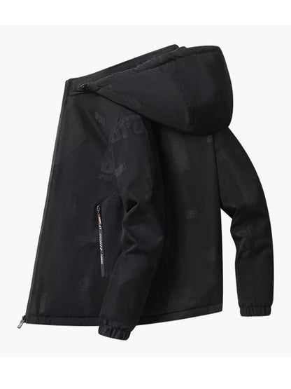 Men's Plus Size Zip Up Long Sleeve Hooded Jacket