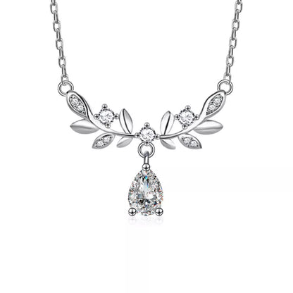 925 Sterling Silver Moissanite Leaf Necklace