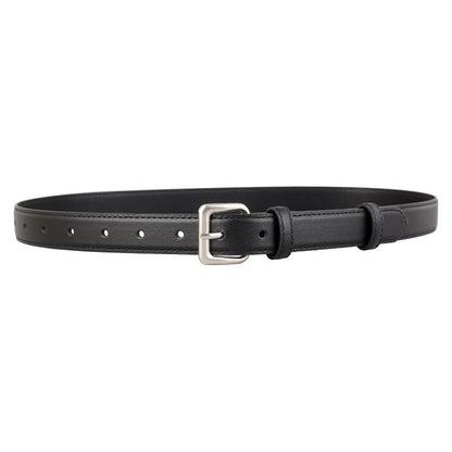 Classic Leather Belt with Silver Buckle