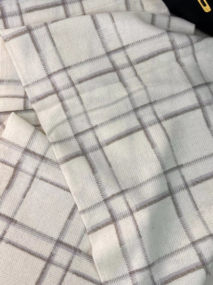 100% Wool Raw Hem Plaid Scarf