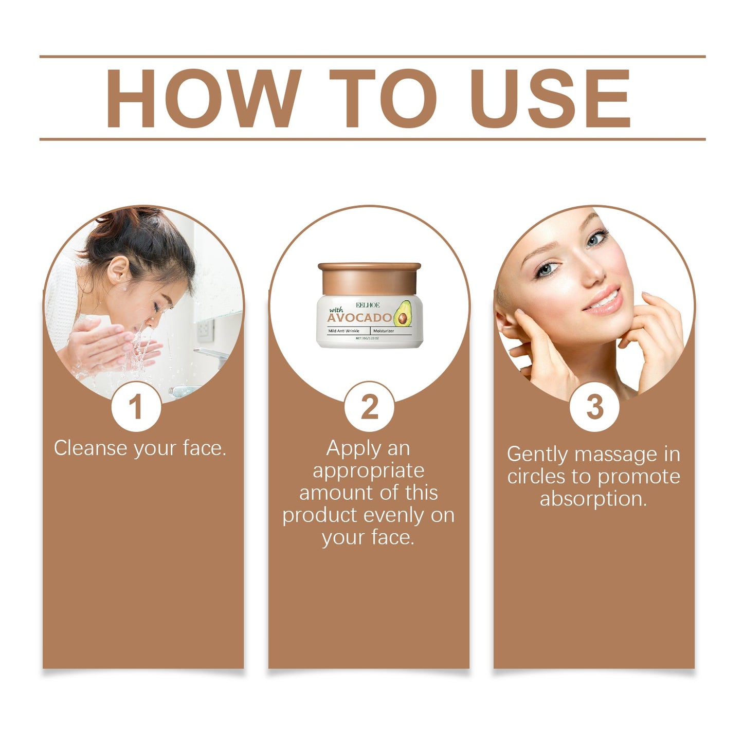 EELHOE Avocado Cream For Wrinkles Gentle Moisturizing Facial Skin Moisturizing Daily Cream