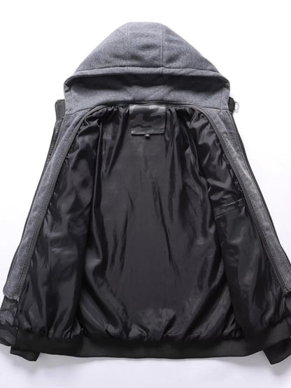 Men's Full Size Camouflage Hooded Faux Leather Jacket Plus Size
