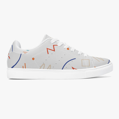 SHO-016GY-24 Classic Leather Sneakers - White Gray