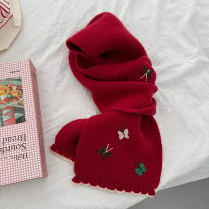 Butterfly Embroidered Knitted Scarf