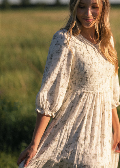 Flora Smocked Midi Dress