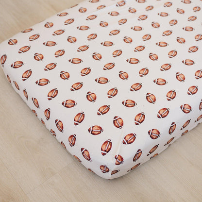 Football Print Bamboo Crib Sheet